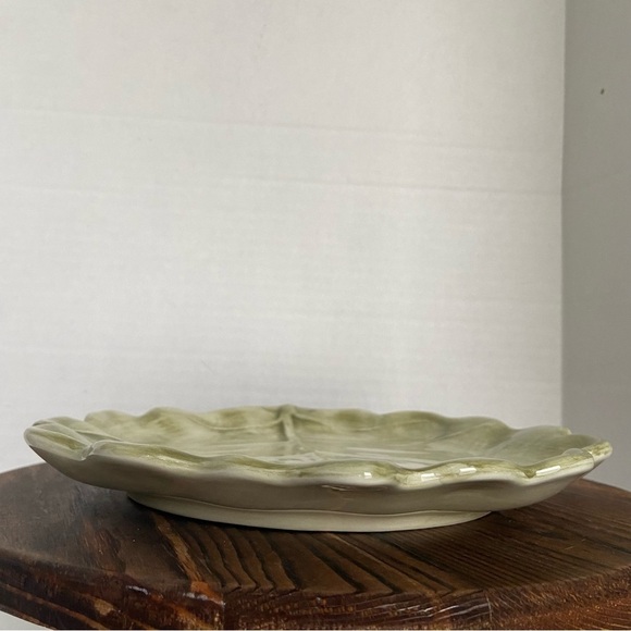 Green Cabbage Leaf Plate Made In Italy 9604/24 Ceramic Plant Shape Plate - Picture 2 of 16